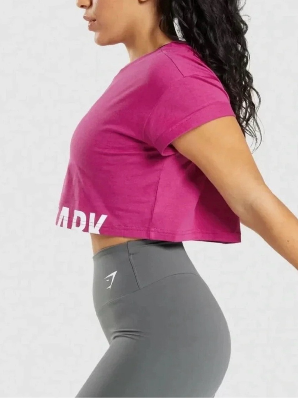 Gymshark Fraction Crop Top Hot Pink Boxy Tee- XS - Picture 2 of 8